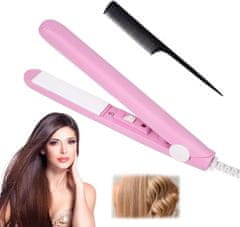 FRILLA® Mini putni ravnalnik za kosu, kompaktan uređaj za ravnanje i kovrčanje svih tipova kose (roza) | MINISTYLE