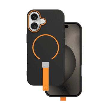 Onasi Mat Liquid silikonska maskica s paščkom z MagSafe za iPhone 17 - crno-narančasta