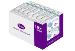Violeta Violeta Water Care vlažni toaletni papir sadrže 99% vode pročišćene procesom reverzne osmoze. U pakiranju je 16 pakiranja, ukupno 960 maramica.