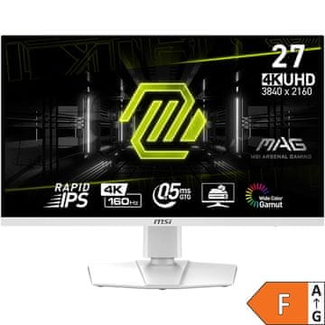 MSI Monitor MAG 274URFW 27" / 4K UHD / 160Hz / 0,5ms (GTG) (bijel) – podesiv po visini - PD 15W