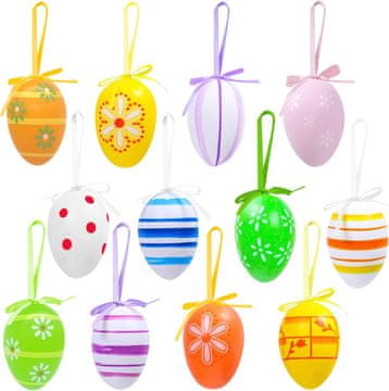 Nikcorp Uskrsna jaja za vješanje, ručno oslikane pisanice, set za dekoraciju, lagane i višekratne, šarene, 24 komada
