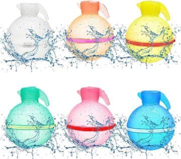 Nikcorp Višekratni vodeni baloni 6 kom, silikonski s magnetom, samozatvarajući za ljetne igre i vodene bitke, šareni