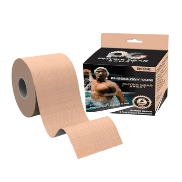 Nikcorp Kineziološka traka za sportaše, vodootporna za mišiće i zglobove, za fizioterapiju i rehabilitaciju, bež, 5 cm x 5 m