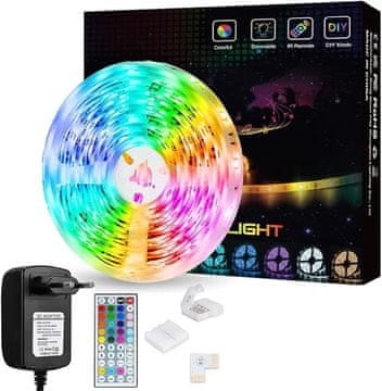 Nikcorp LED traka RGB za ambijentalno osvjetljenje s daljinskim upravljačem, 8 načina rada i regulacija svjetline, samoljepljiva, 5m