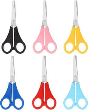 Nikcorp Dječje škare s ravnalom 2u1, set 6 komada, sigurne s tupim vrhom za školu i kreativne radove, šarene, 13 cm