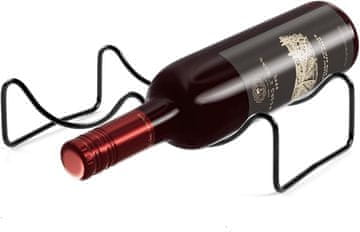 Nikcorp Metalni stalak za 2 boce vina, samostojeći regal za policu, minimalistički dizajn za kuhinju i bar, crni 23,5x14cm