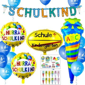Nikcorp Set balona za dječake za rođendan i zabave, 22 komada, edukativni motivi ABC i 123, folijski, za helij ili zrak, plavi