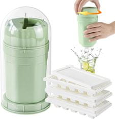 Nikcorp Posuda za led u obliku čaše za jednostavno pravljenje kockica leda, s poklopcem, od polipropilena, zelena, 21 cm