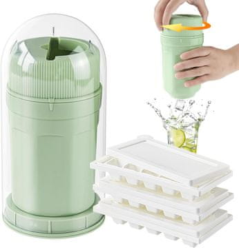 Nikcorp Posuda za led u obliku čaše za jednostavno pravljenje kockica leda, s poklopcem, od polipropilena, zelena, 21 cm
