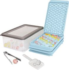 Nikcorp Kalup za led kuglice s posudom i poklopcem za jednostavno vađenje, set s lopaticom i hvataljkama za koktele, plavi