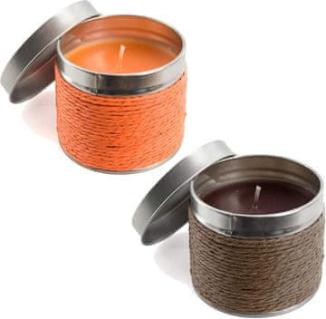 Nikcorp Set 2 mirisne svijeće za dugotrajni miris, poklon za Božić i opuštanje, s mirisom naranče i čokolade u metalnoj posudi