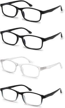 Nikcorp Naočale za čitanje i računalo sa zaštitom od plavog svjetla, dioptrija +2.0, set 4 komada, udobne s fleksibilnim krilcima