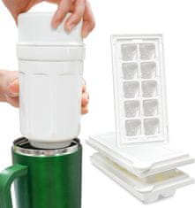 Nikcorp Set za led s 3 kalupa i posudom, jednostavno vađenje kockica leda okretnim mehanizmom, BPA free plastika, bijeli