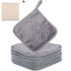 Nikcorp Set krpica za skidanje šminke od mikrovlakana, 9 komada, za višekratnu upotrebu, nježno čišćenje lica, sive, 15x15 cm