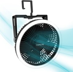 Nikcorp Prijenosni ventilator za kampiranje s LED svjetiljkom, 10000 mAh baterija, 22h rada, 3 brzine, stolni i viseći, 8 inča, crni