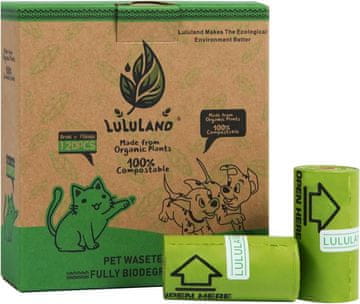 Nikcorp Ekološke vrećice za pseći izmet 120 kom, biorazgradive s mirisom lavande, čvrste i nepropusne, 23x32 cm, zelene