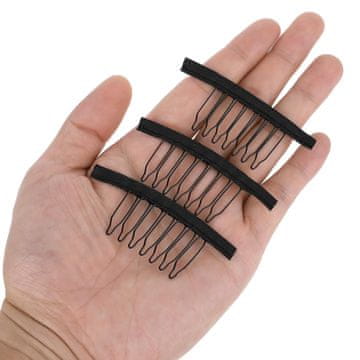Nikcorp Kopče za ekstenzije za kosu 60 kom, metalne češljaste kopče za sigurno pričvršćivanje perika i umetaka, 7 zubaca, crne