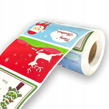 Nikcorp Božićne naljepnice samoljepljive 300 kom, za poklone i kuverte, Djed Božićnjak, sob, božićno drvce, razni motivi