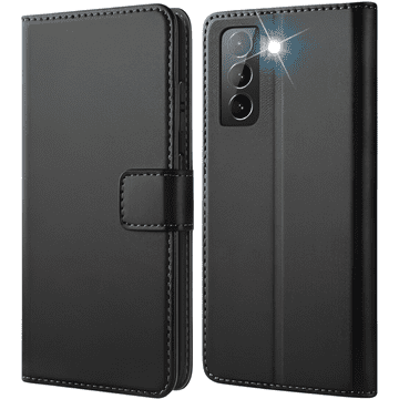 Nikcorp Preklopna torbica za Samsung Galaxy S21 Plus, futrola novčanik od eko kože s pretincima za kartice, 360° zaštita, crna