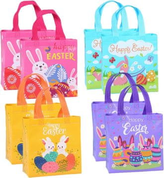 Nikcorp Uskrsne vrećice za djecu za lov na jaja, set 8 komada, papirnate poklon vrećice s ručkom, razni motivi zeca i pisanica