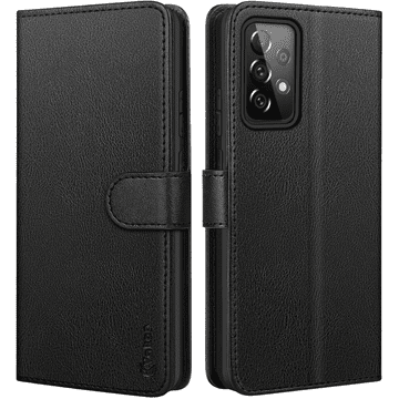 Nikcorp Preklopna kožna torbica za Samsung Galaxy A72, futrola novčanik s pretincima za kartice i stalkom, magnetska, crna