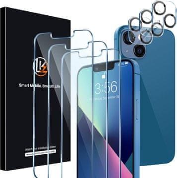 Nikcorp Kaljeno staklo za iPhone 13 Pro Max / 14 Plus, 3 komada sa zaštitom za kameru, 9H tvrdoća, HD prozirnost, oleofobni premaz