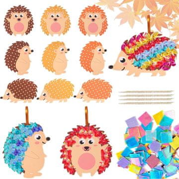 Nikcorp Kreativni set za djecu Jesenski ježevi 9 kom, DIY samoljepljive dekoracije za razvoj mašte i motorike, razne boje