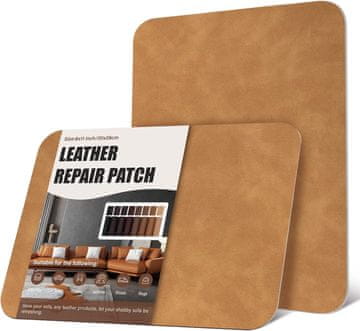 Nikcorp Samoljepljive zakrpe za popravak kože, 2 kom, vodootporne, za namještaj, autosjedalice, torbe, jakne, svijetlo smeđa, 20x28cm