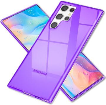 Nikcorp Silikonska maska za Samsung Galaxy S22 Ultra, neonska zaštitna futrola od TPU materijala s pojačanom zaštitom kamere, ljubičasta