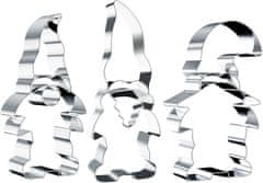 Nikcorp Set božićnih kalupa za kekse, 3 komada, nehrđajući čelik, za izradu kolača u obliku gnoma, sigurno za djecu, 13,5 cm