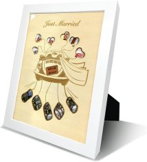 Nikcorp Okvir za novac za vjenčanje, originalan poklon za mladence, drvena personalizirana kasica prasica, boja drva, 28x21 cm