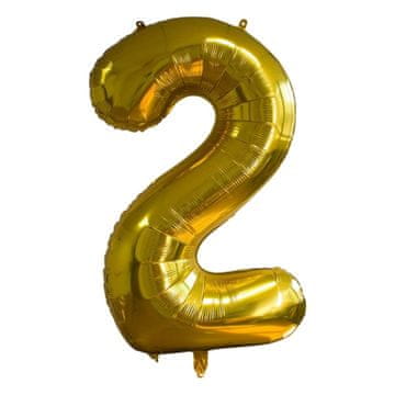 Nikcorp Folijski balon broj 2 za rođendan i godišnjicu, velika zlatna dekoracija za zabave, punjenje helijem ili zrakom, 80 cm
