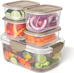 Nikcorp Set posuda za hranu s hermetičkim poklopcem, 5 komada, za organizaciju kuhinje, hladnjak i zamrzivač, BPA free, 2400/600/400 ml