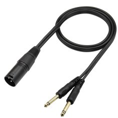Nikcorp XLR na dvostruki TS 6,35 mm audio kabel razdjelnik, dvosmjerni prijenos za studio i pozornicu, crni, 1 m