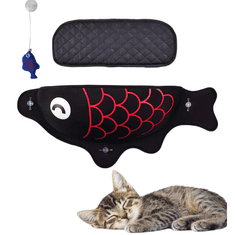 Nikcorp Ležaljka za mačke za prozor, viseća mreža u obliku ribe, krevet za sunčanje i odmor, s jakim vakuumskim držačima, crna 56x18x20 cm