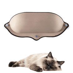 Nikcorp Ležaljka za mačke za prozor, viseća mreža za sunčanje i odmor, stabilna s jakim vakuumskim držačima, bež 72x25x15 cm