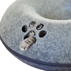 Nikcorp Ležaj za mačke tunel, udobno sklonište za odmor i igru, izdržljivi filc otporan na grebanje, sivi, 70x25x65 cm