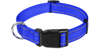 Nikcorp Reflektirajuća najlonska ogrlica za pse s brzom kopčom, podesiva za sigurnost noću, izdržljiva i lagana, kraljevski plava L