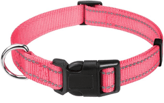 Nikcorp Ogrlica za male pse, podesiva i reflektirajuća za noćne šetnje, najlonska s kopčom, za štence i male pasmine, roza