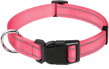 Nikcorp Ogrlica za male pse, podesiva i reflektirajuća za noćne šetnje, najlonska s kopčom, za štence i male pasmine, roza