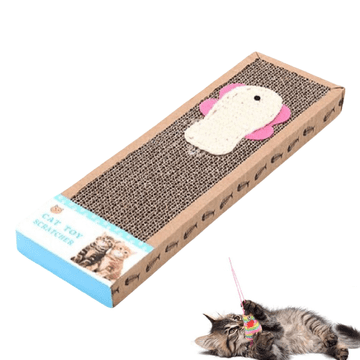 Nikcorp Grebalica za mačke kartonska, ležaljka i igračka za oštrenje kandži, štiti namještaj, motiv ribe, 37x12x5 cm