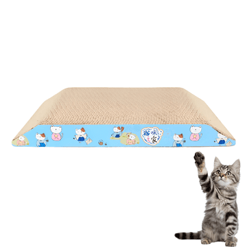 Nikcorp Grebalica za mačke kartonska, ležaljka za oštrenje kandži i odmor, valoviti oblik za zaštitu namještaja, plava, 22x36x4 cm