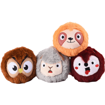 Nikcorp Plišana lopta za pse, set 4 kom, interaktivna igračka sa zvukom za aportiranje, trening i smanjenje stresa, za male i velike pse