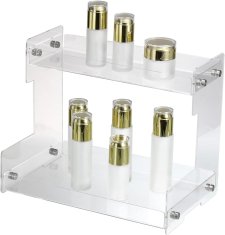 Nikcorp Kupaonski organizator na dvije razine, prozirni akrilni stalak za kozmetiku, šminku i začine, vodootporna polica za kupaonicu