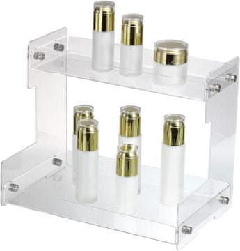 Nikcorp Kupaonski organizator na dvije razine, prozirni akrilni stalak za kozmetiku, šminku i začine, vodootporna polica za kupaonicu