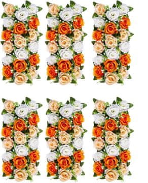 Nikcorp Set umjetnih buketa ruža 6 kom, realističan izgled, za vjenčanje, dom, dekoraciju stola, bijelo-narančasti, 50 cm