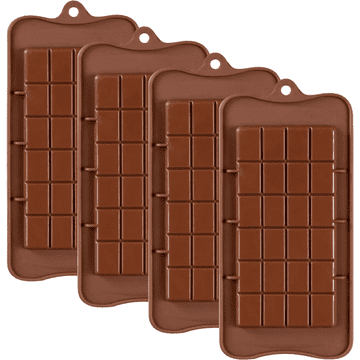 Nikcorp Silikonski kalup za čokoladu, 4 komada, za jednostavno vađenje, višekratna upotreba, za pločice čokolade i deserte, smeđi