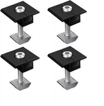 Nikcorp Srednje stezaljke za solarne panele, 4 kom, za sigurno pričvršćivanje PV modula, aluminijske, za krov, kamper, brod, crne, 35mm