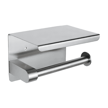 Nikcorp Držač za toaletni papir s policom, zidni stalak za WC papir od nehrđajućeg čelika, moderan dizajn, srebrni brušeni, 14x10cm