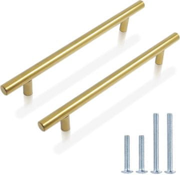 Nikcorp Ručke za kuhinjske elemente 10 komada, elegantne i moderne, od nehrđajućeg čelika za ladice i ormare, zlatne, 225 mm